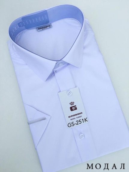 Приталенная рубашка с коротким рукавом Grossir, модал, GS-251 к — купить оптом, GROSSIR