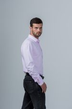 Приталенная розовая рубашка Grossir, модал — GROSSIR, фото 4