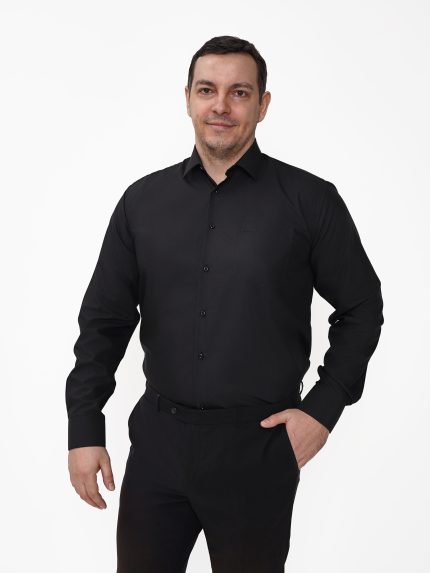 Классическая черная рубашка Grossir, модал, G-1058 — купить оптом, GROSSIR