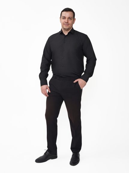 Классическая черная рубашка Grossir, модал,  G-1058 — купить оптом, GROSSIR