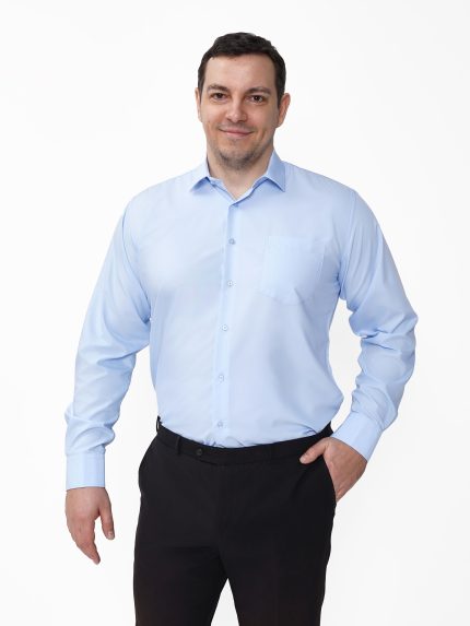 Классическая рубашка небесно голубого цвета Grossir, модал, G-1053 — купить оптом, GROSSIR